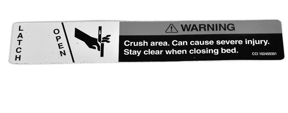 DECAL, WARNING -CRUSH AREA