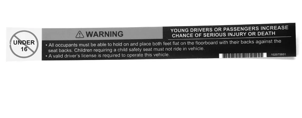 YOUNG DRIVER WARNING DECAL