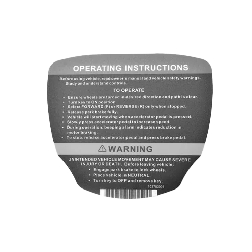 [103783001] DECAL, OP INSTR, ELE