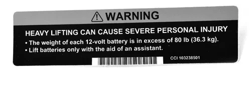 [103238501] DECAL, WARNING -BATTERY WEIGHT