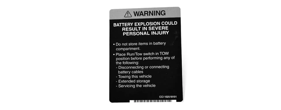 [102518101] DECAL, RUN/TOW W/STORAGE AREA